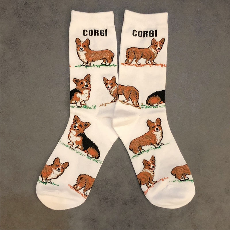 All The Corgis I Love Corgi Socks - 7 Designs-Accessories, Corgi, Dogs, Socks-Cream-EUR35-43-2