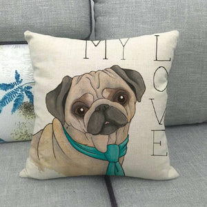 All You Need is Love and a Golden Retriever Cushion Cover-Home Decor-Cushion Cover, Dogs, Golden Retriever, Home Decor-Pug - My Love-7