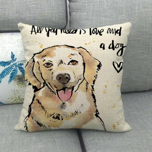 All You Need is Love and a Golden Retriever Cushion Cover-Home Decor-Cushion Cover, Dogs, Golden Retriever, Home Decor-Golden Retriever - All You Need-1