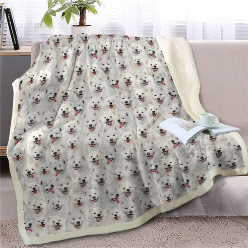 Image of a super cute American Eskimo Dog blanket with infinite American Eskimo Dog design