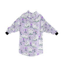 Load image into Gallery viewer, Image of an American Eskimo Dog blanket hoodie for women in lavender color - Back View