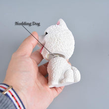 Load image into Gallery viewer, Image of a person holding American Eskimo Dog bobblehead and showing his nodding portion