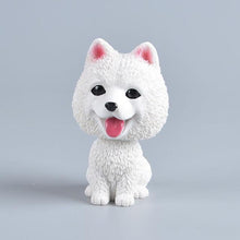 Load image into Gallery viewer, Image of an adorable and smiling American Eskimo Dog bobblehead made of Resin