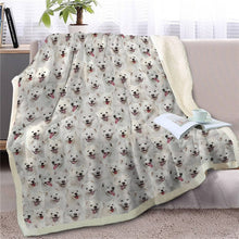 Load image into Gallery viewer, Image of a super cute American Eskimo Dog fleece blanket with infinite American Eskimo Dog design