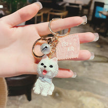 Load image into Gallery viewer, Image of a super-cute and smiling American Eskimo Dog keychain in a 3D American Eskimo Dog design