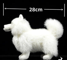 Load image into Gallery viewer, Image of the size of an adorable American Eskimo Dog stuffed animal plush toy in the color white