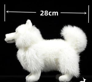 Image of the size of an adorable American Eskimo Dog stuffed animal plush toy in the color white