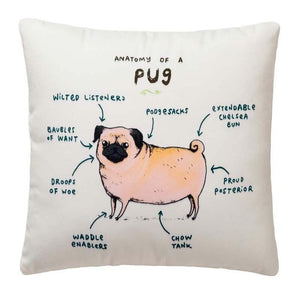 Anatomy of a Pug Cushion CoverHome Decor