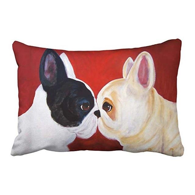 Artistic French Bulldogs Queen Size Rectangular Large Cushion Cover - Series 1Cushion CoverFrench BulldogsOne Size