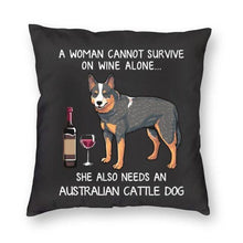 Load image into Gallery viewer, Wine and Australian Cattle Dog Mom Love Cushion Cover-Home Decor-Australian Cattle Dog, Cushion Cover, Dogs, Home Decor-Small-Australian Cattle Dog-1