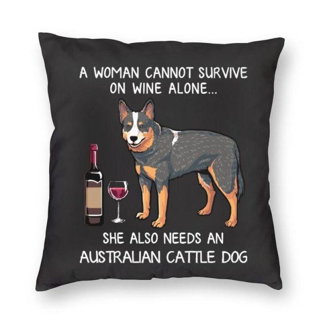 Wine and Australian Cattle Dog Mom Love Cushion Cover-Home Decor-Australian Cattle Dog, Cushion Cover, Dogs, Home Decor-Small-Australian Cattle Dog-1