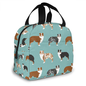 Image of an Australian Shepherd bag with Exterior Pocket in the cutest Australian Shepherd design