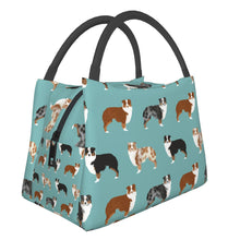 Load image into Gallery viewer, Image of an Australian Shepherd lunch bag in the cutest Australian Shepherds in all colors design