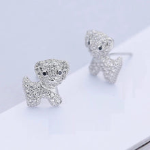 Load image into Gallery viewer, Baby Bichon Frise Stone Studded Silver Earrings-Dog Themed Jewellery-Bichon Frise, Dogs, Earrings, Jewellery-10