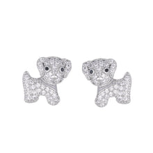 Load image into Gallery viewer, Baby Bichon Frise Stone Studded Silver Earrings-Dog Themed Jewellery-Bichon Frise, Dogs, Earrings, Jewellery-2