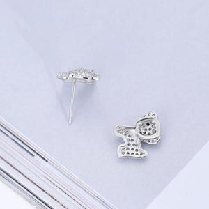 Baby Bichon Frise Stone Studded Silver Earrings-Dog Themed Jewellery-Bichon Frise, Dogs, Earrings, Jewellery-5