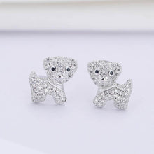 Load image into Gallery viewer, Baby Bichon Frise Stone Studded Silver Earrings-Dog Themed Jewellery-Bichon Frise, Dogs, Earrings, Jewellery-6