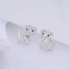 Load image into Gallery viewer, Baby Bichon Frise Stone Studded Silver Earrings-Dog Themed Jewellery-Bichon Frise, Dogs, Earrings, Jewellery-7