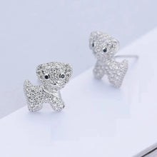 Load image into Gallery viewer, Baby Maltese Stone Studded Silver Earrings-Dog Themed Jewellery-Dogs, Earrings, Jewellery, Maltese-4