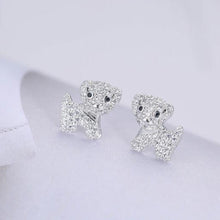 Load image into Gallery viewer, Baby Maltese Stone Studded Silver Earrings-Dog Themed Jewellery-Dogs, Earrings, Jewellery, Maltese-6