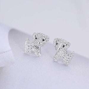 Baby Maltese Stone Studded Silver Earrings-Dog Themed Jewellery-Dogs, Earrings, Jewellery, Maltese-6