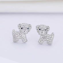Load image into Gallery viewer, Baby Maltese Stone Studded Silver Earrings-Dog Themed Jewellery-Dogs, Earrings, Jewellery, Maltese-7