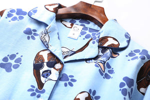 Basset Hound Love Women’s Cotton Pajamas-Apparel-Apparel, Basset Hound, Dogs, Pajamas-14