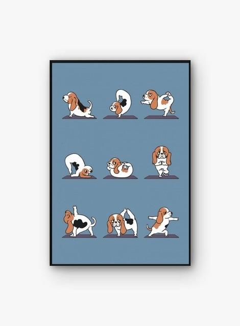 Yoga and Basset Hound Love Canvas Print Poster-Home Decor-Basset Hound, Dogs, Home Decor, Poster-15.7” Width x 25.6” Height-Basset Hound-1
