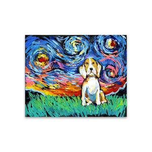 Basset Hound Under the Night Sky Canvas Print Poster-Home Decor-Basset Hound, Dogs, Home Decor, Poster-28x36-English Foxhound / Harrier-10