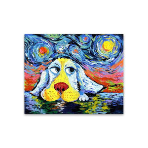 Basset Hound Under the Night Sky Canvas Print Poster-Home Decor-Basset Hound, Dogs, Home Decor, Poster-24x32-Labrador-12