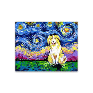 Basset Hound Under the Night Sky Canvas Print Poster-Home Decor-Basset Hound, Dogs, Home Decor, Poster-24x32-Border Collie-5