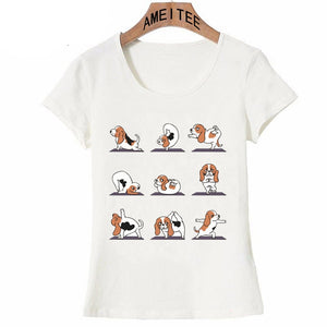 Basset Hound Yoga Womens T Shirt-Apparel-Apparel, Basset Hound, Dogs, T Shirt, Z1-2