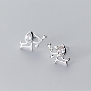 Image of two Beagle earrings made of silver - side view