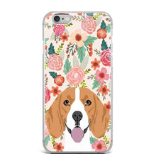 Load image into Gallery viewer, Image of Beagle iphone case in Beagle in Bloom design