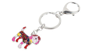Image of beagle key chain in the color white-red-pink