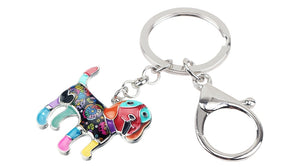 Image of beagle key chain in the color blue-red