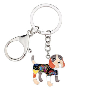 Image of beagle keychain in the color tan-gray-orange