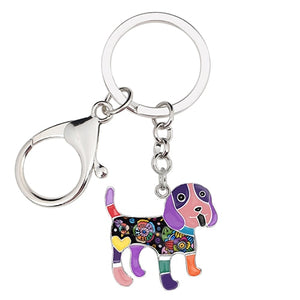 Image of beagle keychain in the color peach-purple