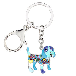 Image of beagle keychain in the color blue