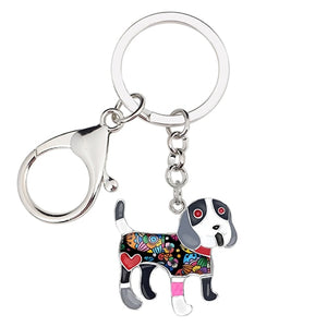 Image of beagle keychain in the color white-black