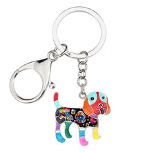 Load image into Gallery viewer, Image of beagle keychain in the color blue-red