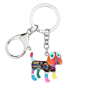 Image of beagle keychain in the color blue-red