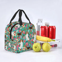 Load image into Gallery viewer, Image of an insulated Beagle lunch bag in bloom design