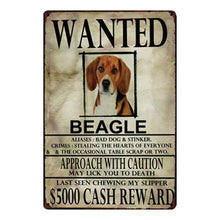 Load image into Gallery viewer, Image of a Beagle signboard in a hilarious Wanted Beagle design