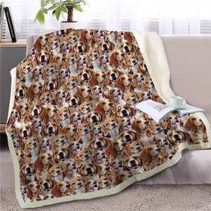 Image of a beagle throw blanket in infinite beagle design
