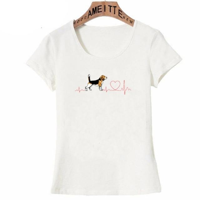 Image of a beagle t-shirt in beagle with heartbeat design