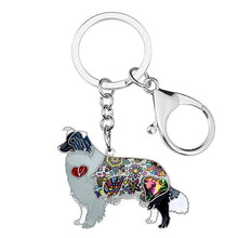Load image into Gallery viewer, Beautiful Border Collie Love Enamel Keychains-Accessories-Accessories, Border Collie, Dogs, Keychain-Grey-2