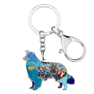 Beautiful Border Collie Love Enamel Keychains-Accessories-Accessories, Border Collie, Dogs, Keychain-Blue-4