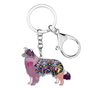 Beautiful Border Collie Love Enamel Keychains-Accessories-Accessories, Border Collie, Dogs, Keychain-Purple-5