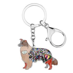 Beautiful Border Collie Love Enamel Keychains-Accessories-Accessories, Border Collie, Dogs, Keychain-Brown-7